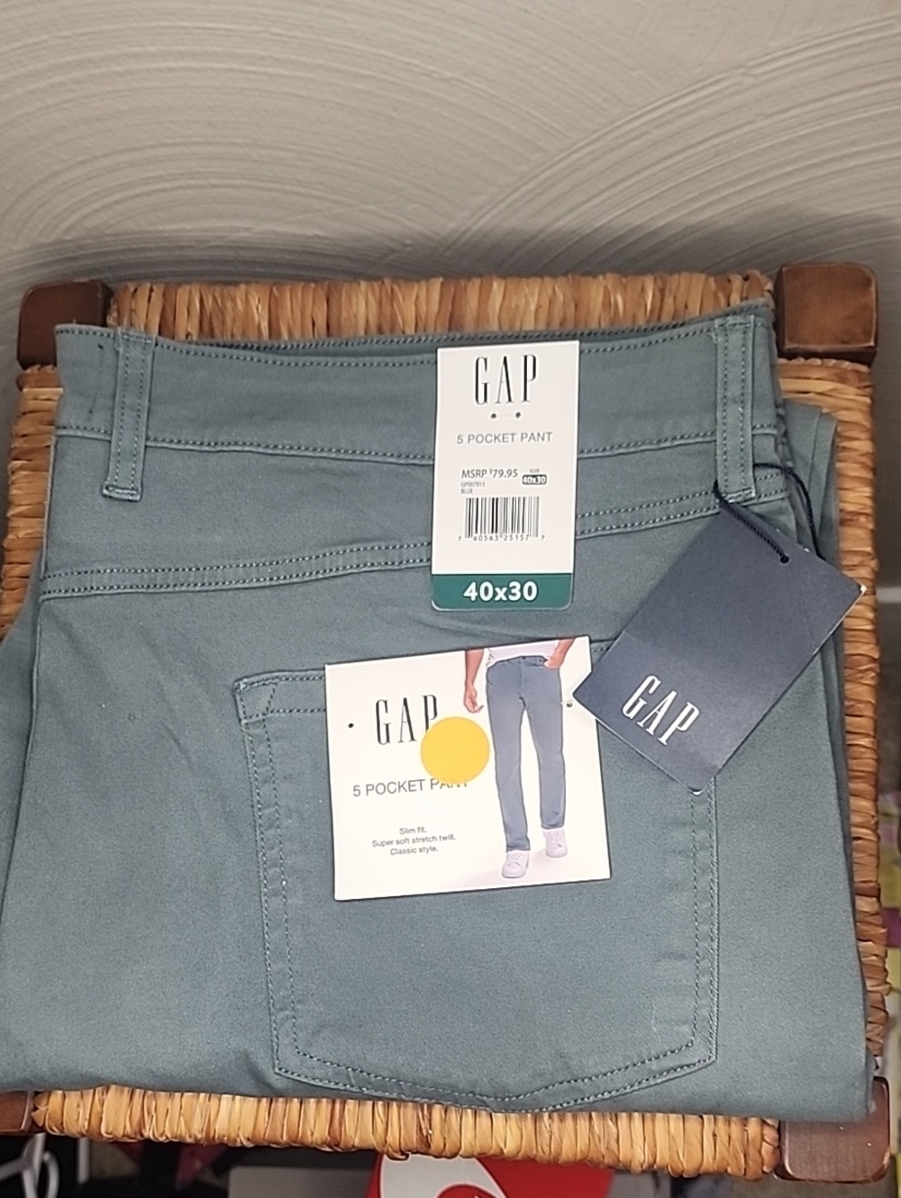 GAP Straight-Leg 5-Pocket Jeans in Dusty Teal